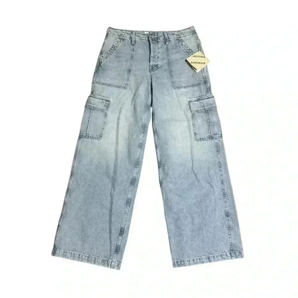 Mother Denim The Spinner Cargo Nerdy Light Wash Jeans Button Fly Size 29 NWT - Picture 2 of 8
